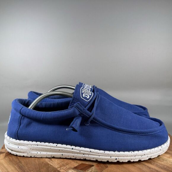 Hey Dude Wally Canvas Men's 12 True Blue Slip On Shoes Lightweight Casual - Picture 1 of 8